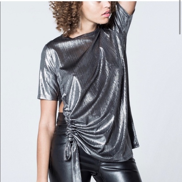 Cheap Monday Silver Drawstring Tie Top - Picture 1 of 5